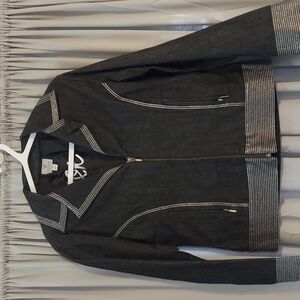 NWOT Chicos Embellished Black Denim Jacket